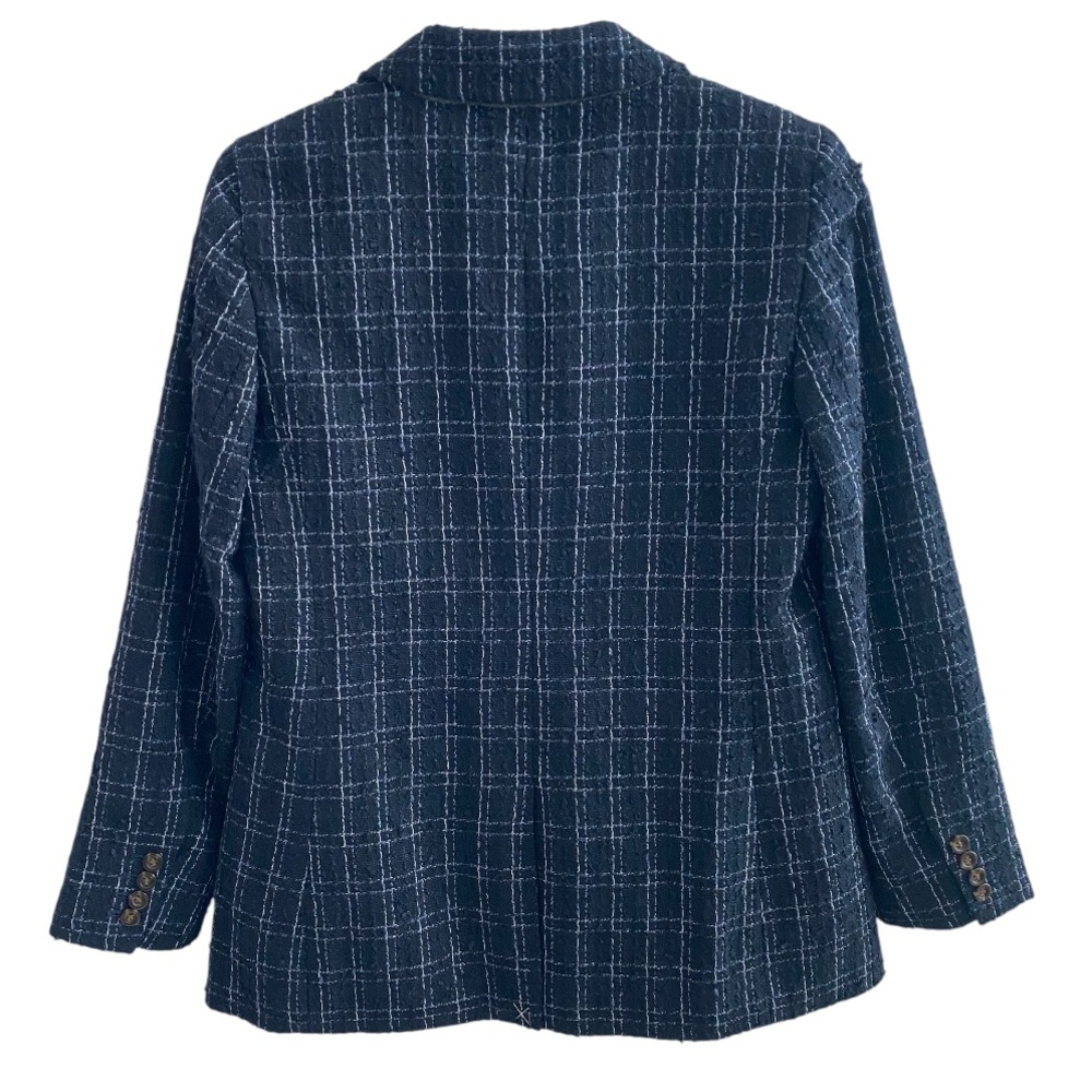 Ann Taylor Double Breasted Tweed Textured Blazer Jacket Blue Size 6 - Picture 6 of 10